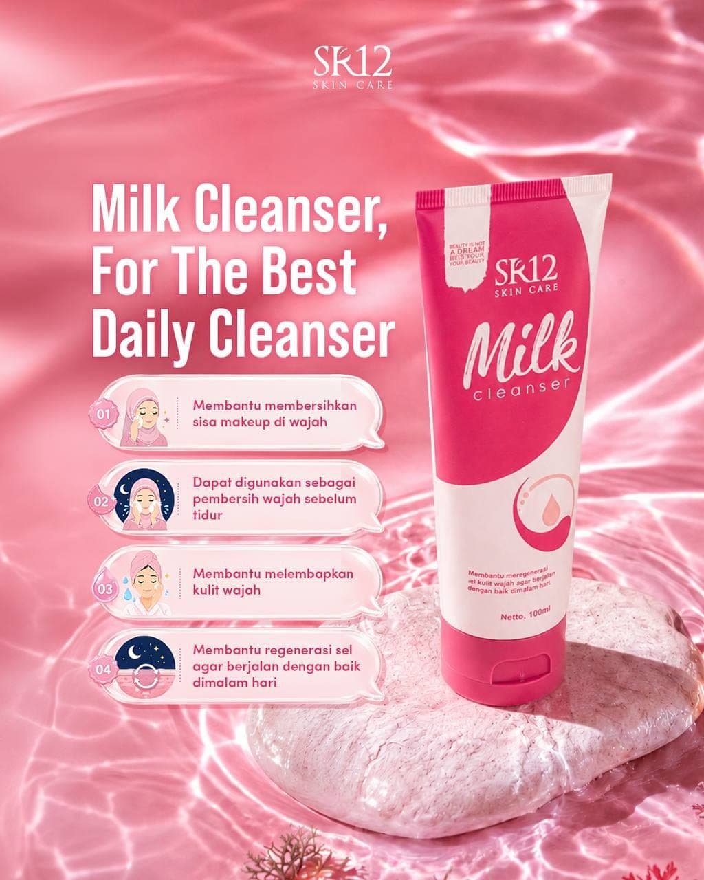 SR12 - milk cleanser , micellar water 100 ml