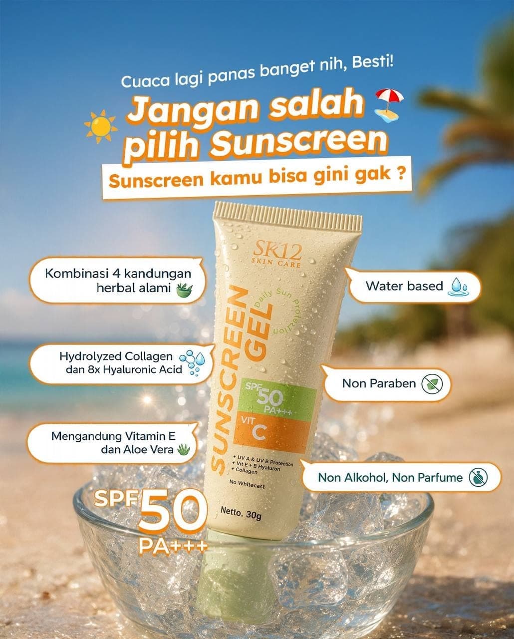 Sunscreen Gel SPF 50 PA+++ dari SR12