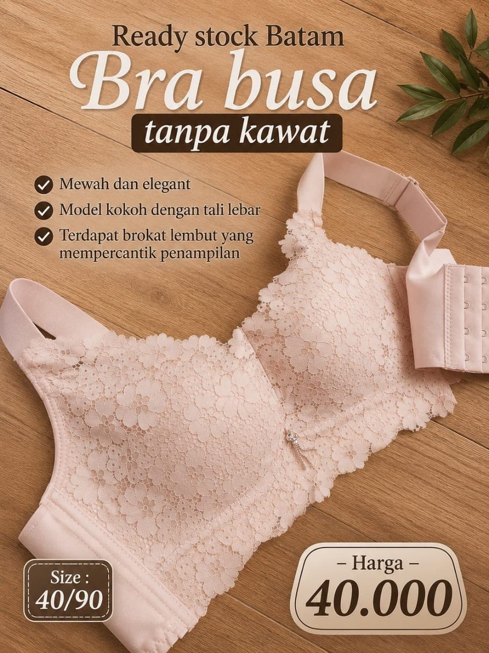 Bra brukat busa tanpa kawat