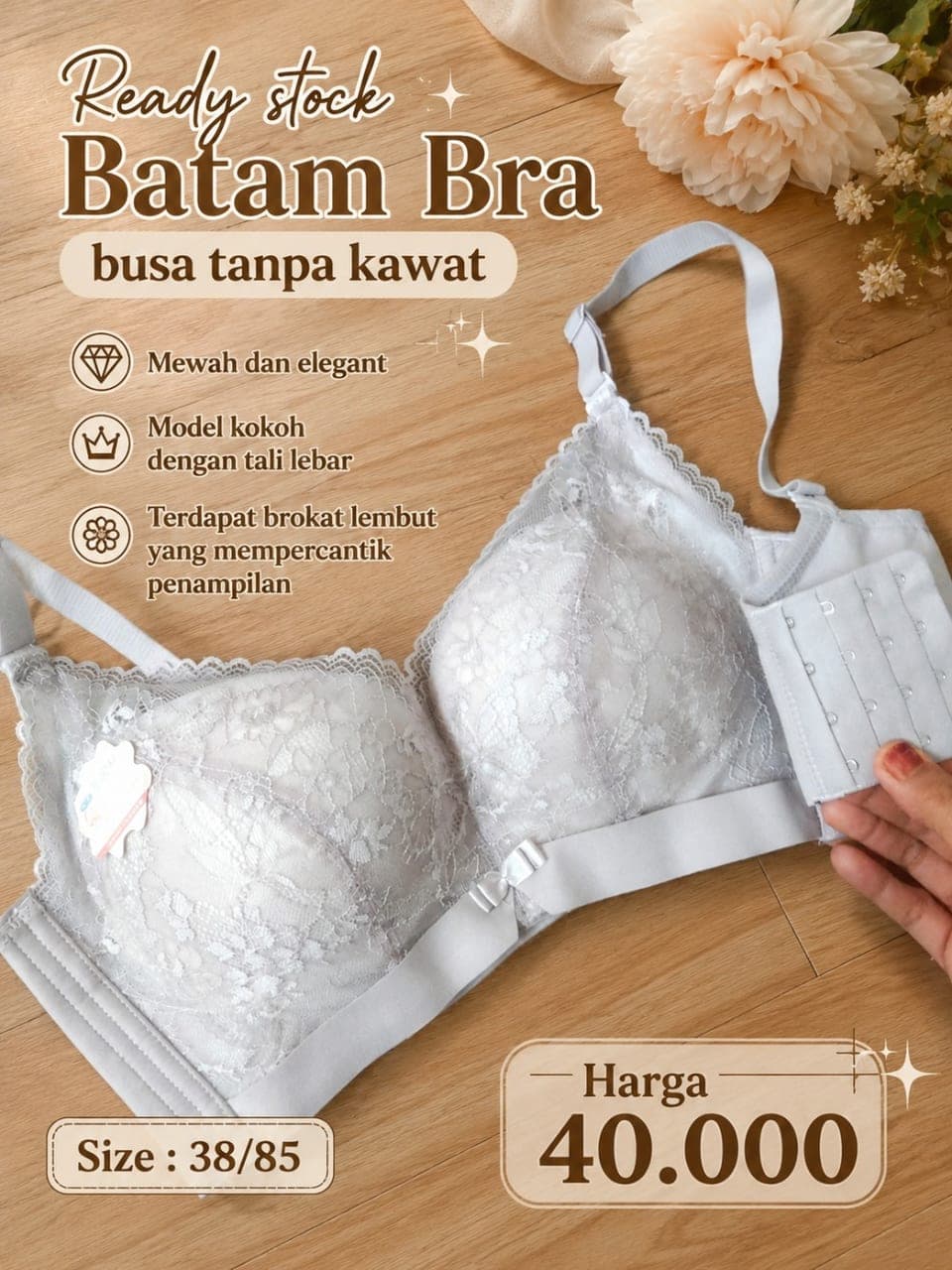 Bra brukat busa tanpa kawat