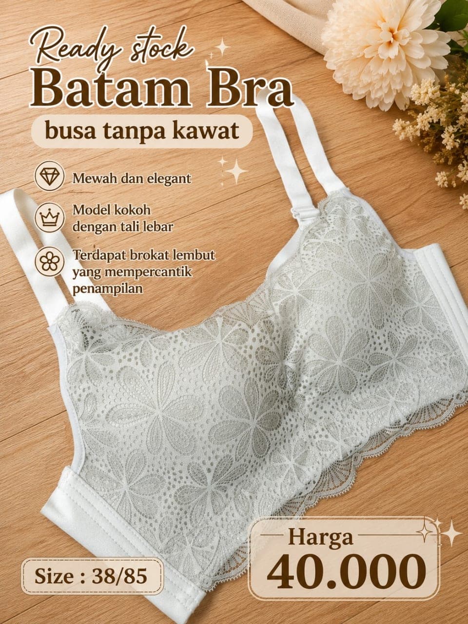 Bra brukat busa tanpa kawat